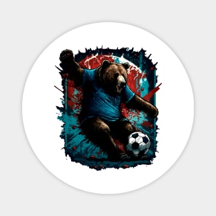 Grizzly Bear Sports Player Soccer Futball Football - Graphiti Art Graphic Trendy Holiday Gift Magnet